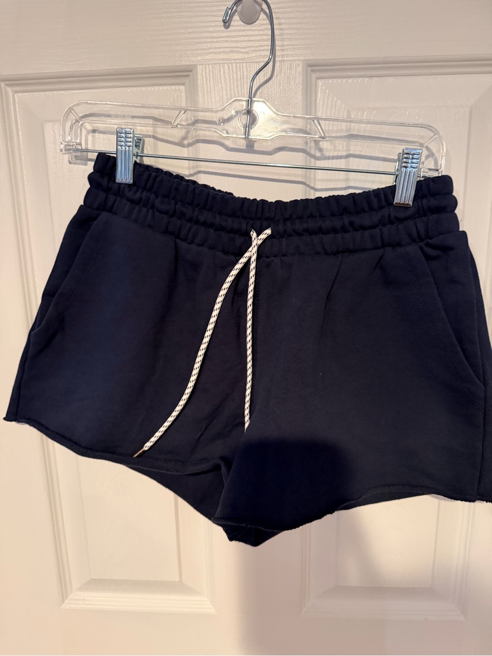 Women's Black Elastic Waist Athletic Shorts with Drawstring